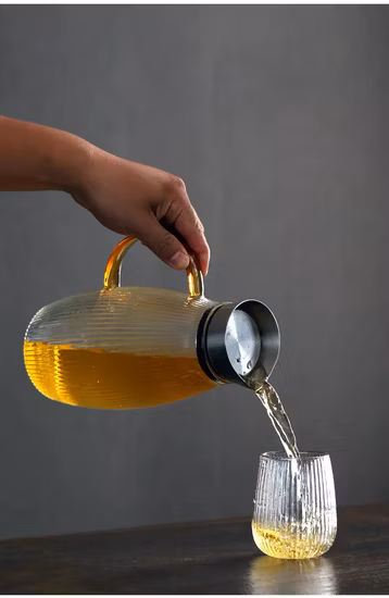 Brocca in vetro di alta qualità da 1 litro e caraffa in vetro con caraffa in vetro con coperchio in plastica